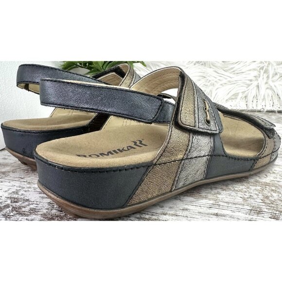 Romika Fidschi-5 Adjustable Sandal Womens EU 39 US 8-8.5 Blue Silver Gold ($135) - Picture 10 of 15